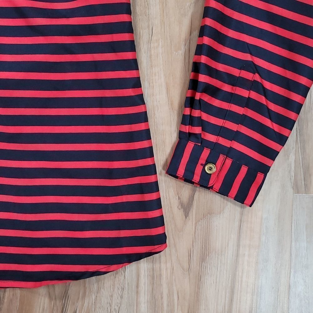 The Limited Popover Striped Vneck Long Sleeve Blouse Small — image 7 of 8